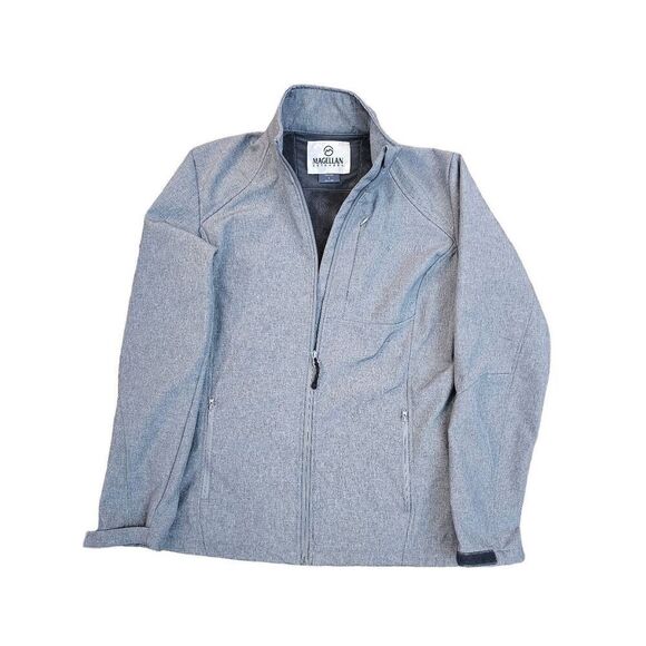 Magellan Womens Softshell Jacket Gray Full Zip Soft Fleece inside Pockets Large - Picture 1 of 7